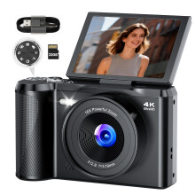 Digital Camera 4K Camera Photo Camera 56MP: 3 Inch 180 Flip Screen Digital Camera with Mode Dial for Vlog - Vintage Photo Camera Children - Gifts fo