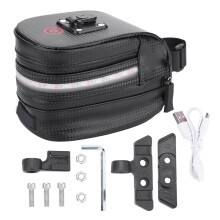 Waterdichte fietstas met reflecterende streep, USB-aansluiting, LED-verlichting, fietstas voor nachtritten, duurzame schokbestendige fietsaccessoires