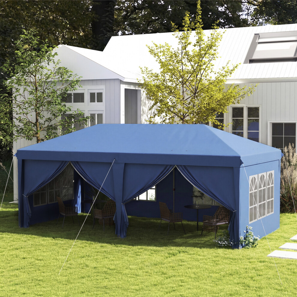 Outsunny 3X6m Pop Up Gazebo Canopy Marquee W/ Carry Bag, Blue