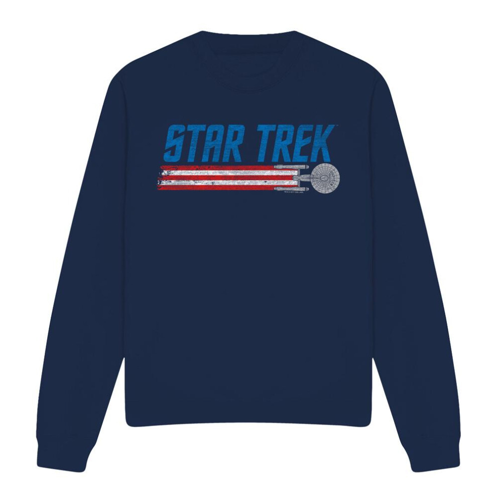 Star Trek (Xxl, Navy) Unisex Adult Enterprise Americana Sweatshirt Blue,Multicoloured