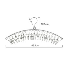 Étendoir à linge en acier inoxydable avec 8 pinces, cintre à pinces coupe-vent pour vêtements multifonctionnels, étendoir à linge portable pour