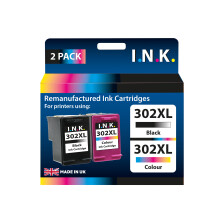 Remanufactured HP302 XL Black and Colour Ink Cartridges