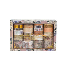 24 Rolki Taśm Washi Retro do Scrapbookingu, Zestaw Dekoracyjnych Taśm Maskujących do Pamiętników i Artykułów Szkolnych B