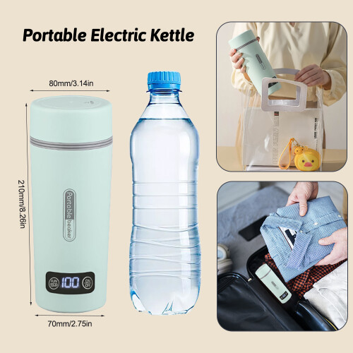 Portable Electric Kettle 350ml 210x80x70mm Green