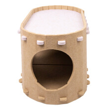 Chat grotte maison lit de couchage anti-rayures- chameau clair