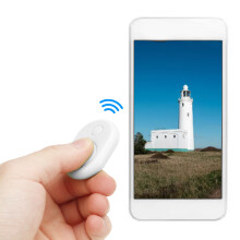 Télécommande sans fil pour appareil photo Bluetooth, bouton selfie blanc, pile CR2032