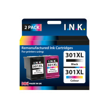 Remanufactured HP301 XL Black and Colour Ink Cartridges