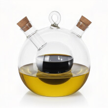 GEEZY 2 in 1 Oil & Vinegar Dispenser Glass Olive Oil Pourer Dual Openings Bottle 490ml