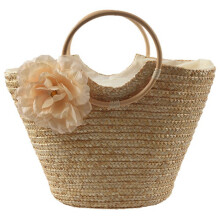 HandväSka med Halm för Damer Blomma VäVd Sommar Beach Messenger Tote Bag Basket Shopper HandväSka