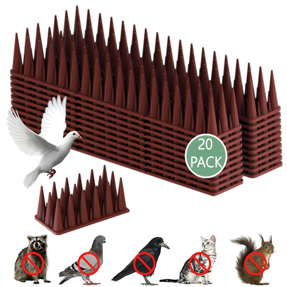Apluskis Upgraded Bird Spikes, 20 Pack/6M Bird Squirrel Raccoon Pigeon Cat Fox Animal Deterrent Spikes Fence Spikes For Outside Anti Bird Spikes 8000003838046
