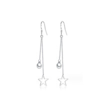 014 Tassel Pearl Earrings Long Versatile Earchains Star Earrings for Women
