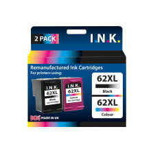 Remanufactured HP62 XL Black and Colour Ink Cartridges