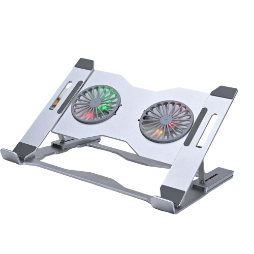 Laptop Ventilated Support Stand With Customizable Height-Silver
