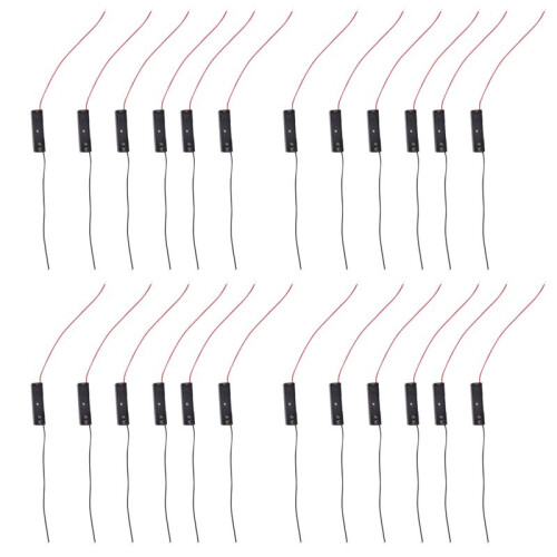 24Pcs Wired Connector 1.5V AAA Battery Holder Plastic Case Storage Box Black