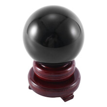 80MM Natural Black Sphere Large Crystal Healing Stone with Base