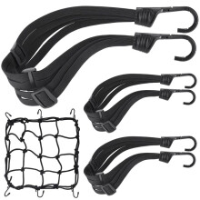3-Delige Motorhelm Touw Hoge Intrekbare Zwarte Bagagehelm Mesh Elastische Touwband met Bagagenet