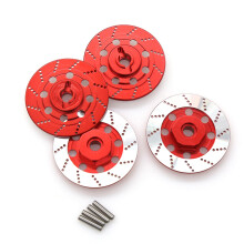 4 StüCke Metall Bremse Scheibe Felgen Kasten Metall Hex Adapter 12Mm für 1/10 Sakura D4 -Road Racing RC Auto Teile,Rot