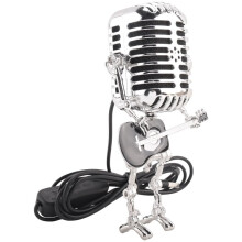 Retro Style Vintage Microphone Robot Desk Lamp, Vintage Microphone Robot Touch Dimmer Lamp Table Lamp Black