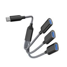 Type C Hub Type C to 3 USB Ports Splitter Type C OTG-Black