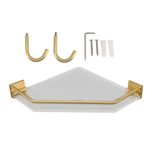 Acrylic Wall Mounted Corner Floating Shelf Gold 1