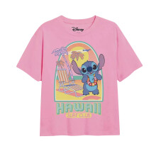 (7-8 Years, Light Pink) Lilo & Stitch Girls Surf Club T-Shirt