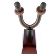 Supporto per collo della chitarra con base in legno di noce, gancio da parete per basso e ukulele