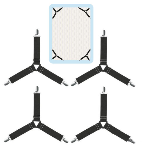 4pcs Elastic Bed Sheet Holders Adjustable Black Bed Sheet Fasteners 1