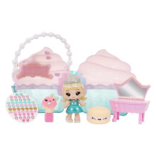 Yummiland Beauty Bag Playset + Lip Gloss Doll - Cupcake Bag - featuring Callie Birthday Cake Exclusive, Nail Polish + Nail Stickers, 4 years