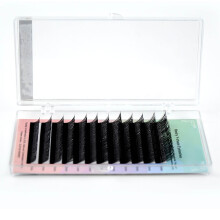 Black Soft Fiber Volume Eyelash Extensions Self Fanning Y Shape 0.07D 8-14mix