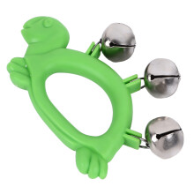 W210 Campanella tintinnante a mano verde, Giocattolo sonoro con anelli, Strumento a percussione in plastica, Ritmo musicale
