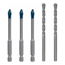 Bosch 5x EXPERT HEX-9 Hard Ceramic Drill Bit Set (for Hard tiles, Soft tiles, Ø 6 mm, Professional Accessory Impact Drill/Driver