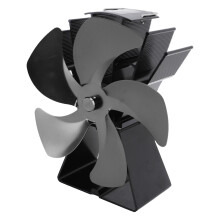 Wood Stove Fan 5-Blade Trapezoid Base Black
