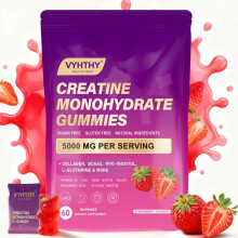 Creatine Monohydrate Gummies – With Collagen, BCAAs, L-Glutamine, Biotin, Zinc, Vitamin D3 & Hyaluronic Acid – Daily Pre & Post Workout Recovery