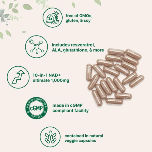 Micro Ingredients Liposomal NAD+ Ultimate 1,000mg, 60 Veggie Capsules 2