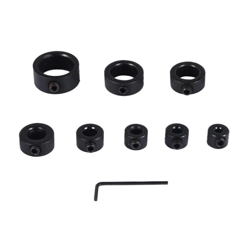 Drill Stop Bit Collar Set, 9PCS Adjustable Drill Depth Stop Collar Limit Ring with Carbon Steel Set for Drill Bits