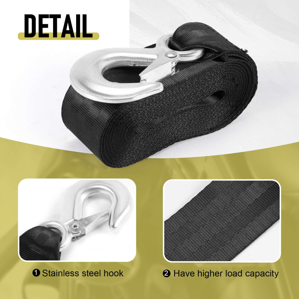 Boat Trailer Winch Strap Replacement With Hook For Boat, Fishing Jet Ski,Towing Replacement Securing Tie Down Marine 6032328778310