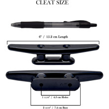 2 Pack Black Nylon Boat Cleat 6 Inch - Rope Cleat, Kayak, Boat Dock Cleats - Perfect for Marine, Deck, Nautical Decor