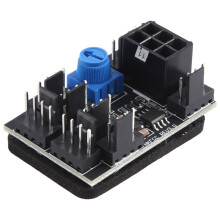 3-Pin 4-Pin Fan Adapter PWM PC Case Cooling Fan Hub 8-Way Splitter 12V Speed Controller with 6-Pin Power Port