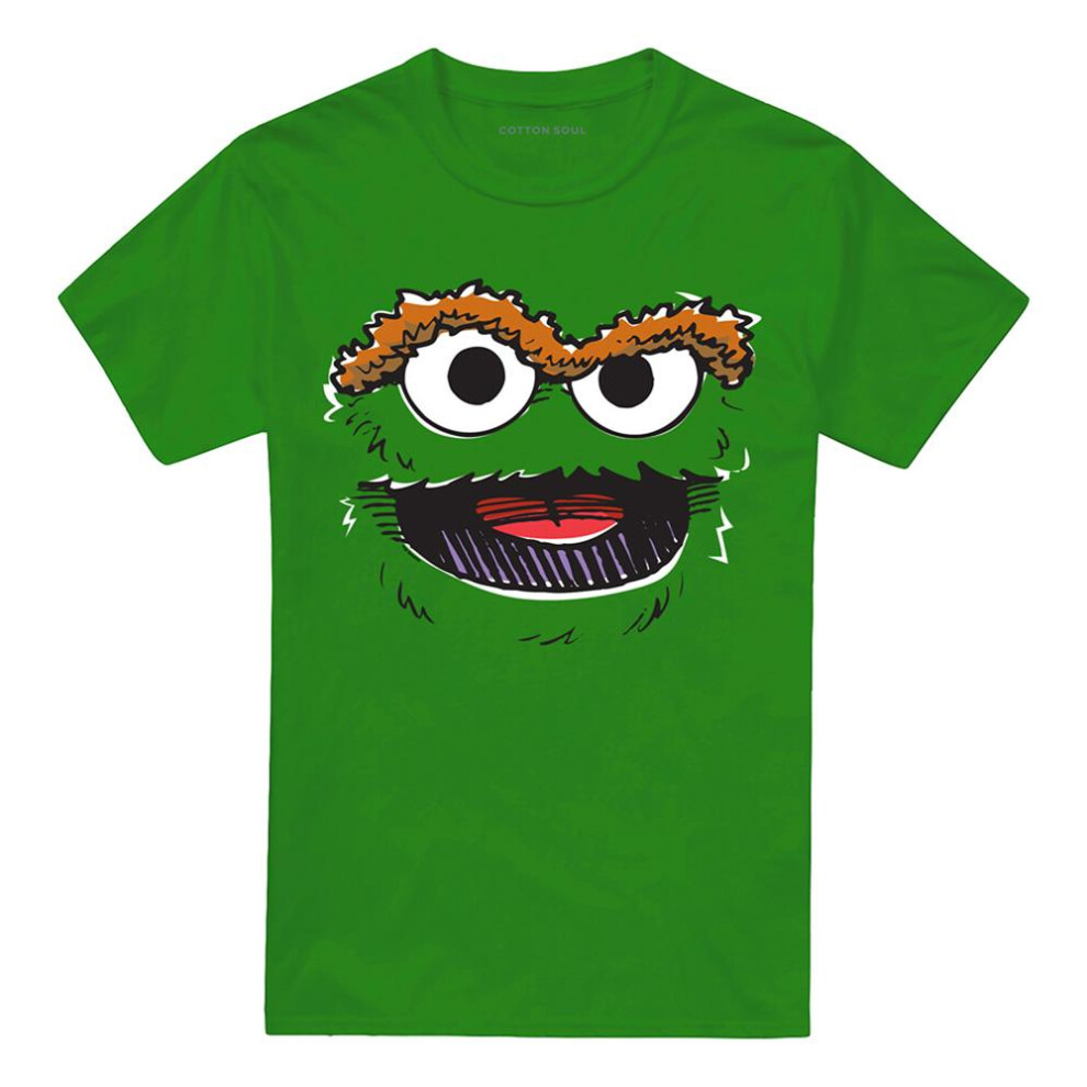 Sesame Street (S, Kelly ) Unisex Adult Retro Oscar The Grouch Sketch T-Shirt Green