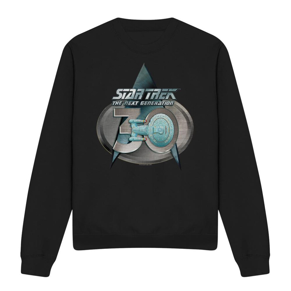 Star Trek (S, ) Unisex Adult The Next Generation 30 Logo Sweatshirt Black