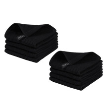8X Cotton Waffle-Weave Kitchen Dish Cloths, Ultra Soft Absorbent Quick Drying Dish Towels Black