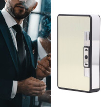 Medium USB Cigarette Case with Lighter, Gold, 150mAh, 10.3x6.6x2.8cm