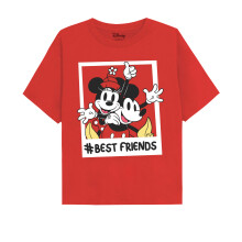 (7-8 Years, Red) Disney Girls Bestfriends Mickey & Minnie Mouse T-Shirt