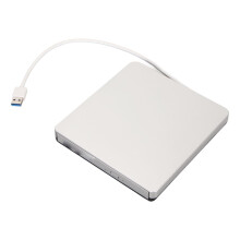 Lecteur externe USB 3.0 en argent avec plateau amovible pour CD/DVD, portable, compatible Windows et Mac