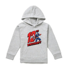 (5-6 Years, Athletic Heather) Captain America Childrens/Kids 12th Birthday Heather Pull Over Hoodie
