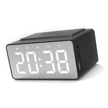 Altoparlante portatile wireless BT5.0 con radio FM, 6 ore di riproduzione, ricarica wireless Qi - 14,5x10,6x7,2 cm, nero