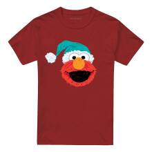 (S, Cardinal) Sesame Street Unisex Adult Elmo Christmas T-Shirt