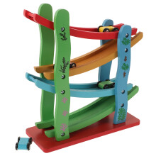 2Pcs Wooden Racing Toys with Assorted Colors Smooth Sliding for Kids