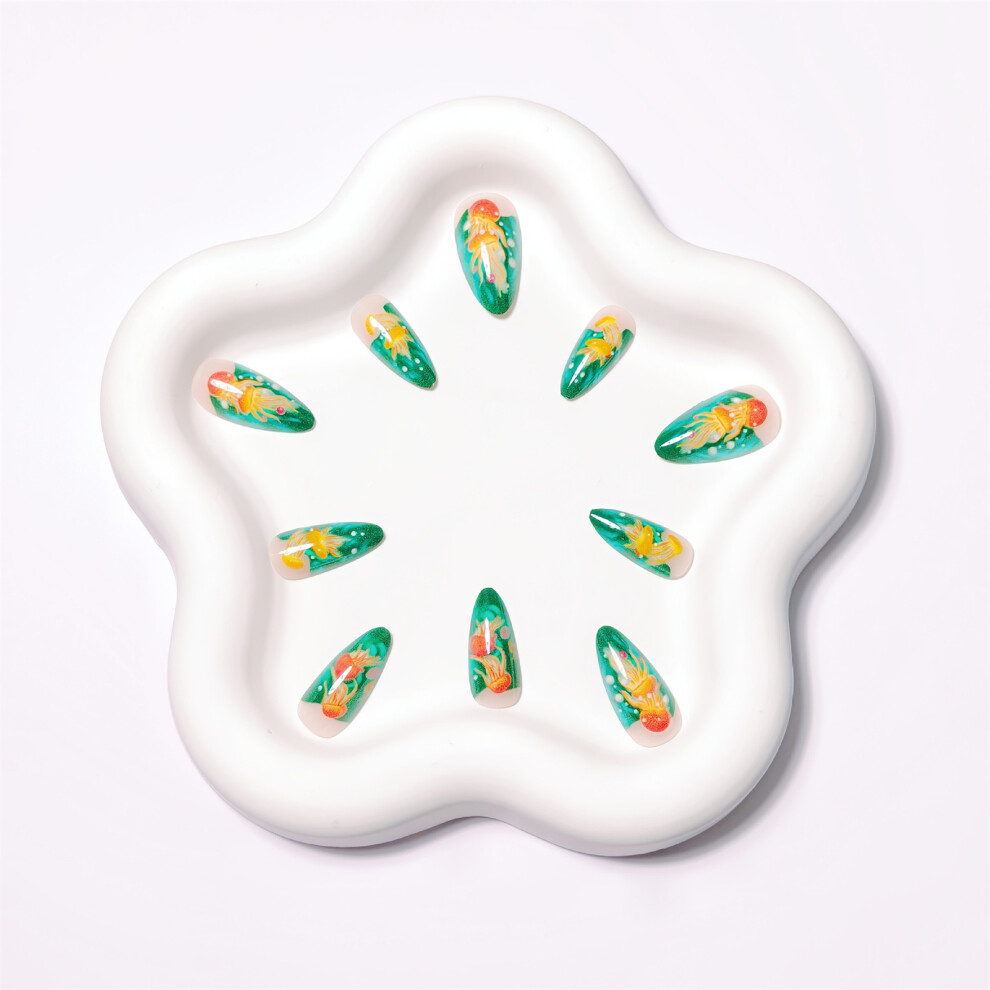 Phui-Pet-Supplies 24Pcs Jellyfish Press On Nails For Women
