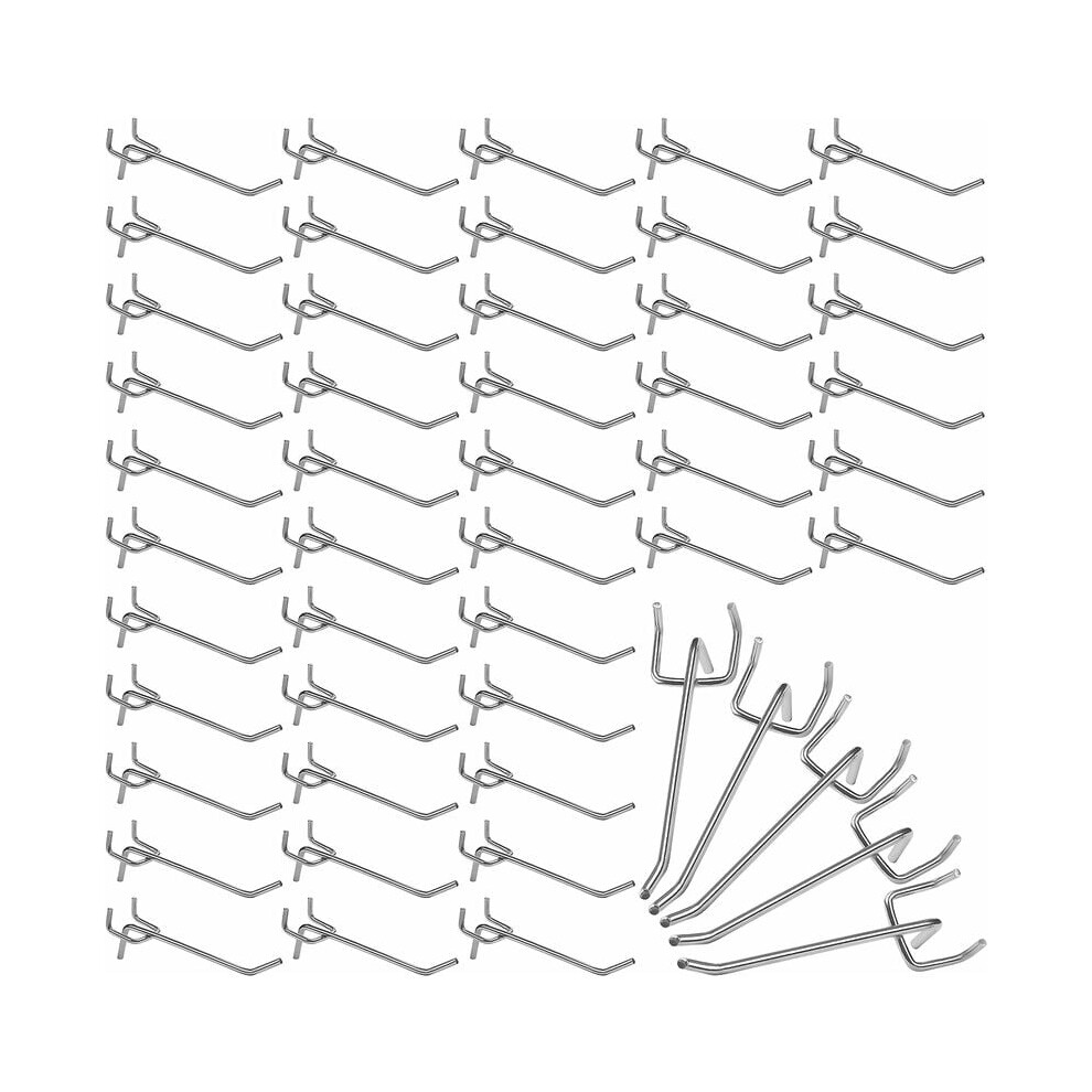L Shape Design Silver Steel Pegboard Hooks, Galvanized Metal Construction For Rust Resistance, Easy Install And Disassemble In Various Spaces (50Pc) 9476038462072